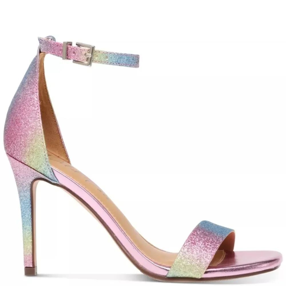 WILD PAIR BETHIE2 RAINBOW GLITTER BREATHABLE BESTIE SQUARE TOE SANDAL